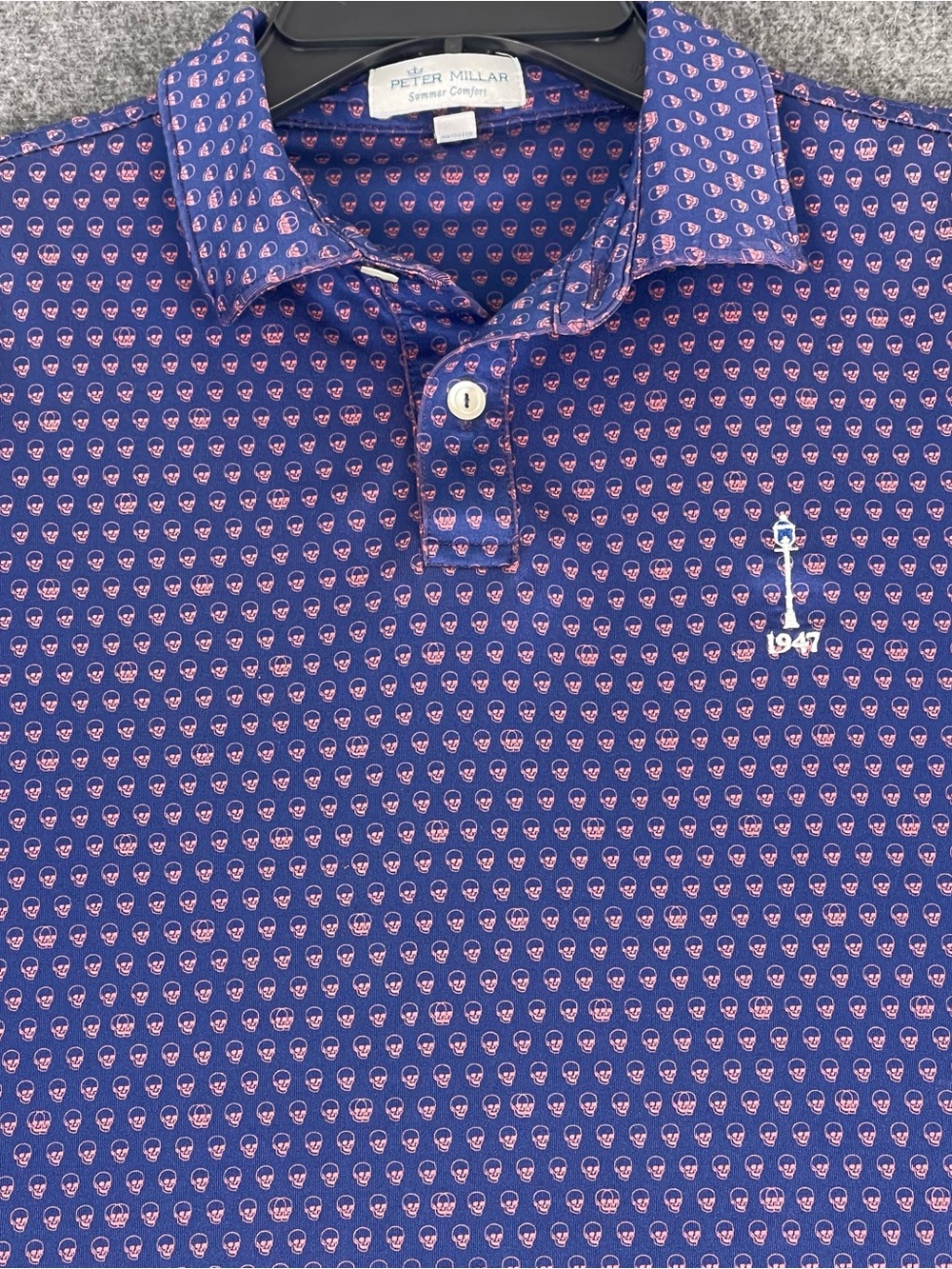 Peter Millar Boys Summer Comfort Skull Print Polo Size Large 11-12